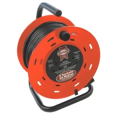 Faithfull Power Plus Open Drum Cable Reel 240 Volt 50 Metre 13 Amp 2 Socket