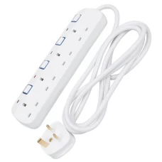 Switched Extension Lead with Neon Indicator 240V 4-Gang 2m