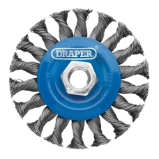 Draper 100mm Steel Twist-Knot Flat Wire Wheel Brush - M14
