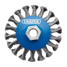 Draper 100mm Steel Bevelled Twist-Knot Wire Wheel Brush - M14