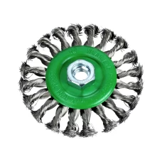 Faithfull Flat Twist Knot Wire Brush 115 x 12mm M14x2 Bore, 0.35mm Stainless Steel Wire